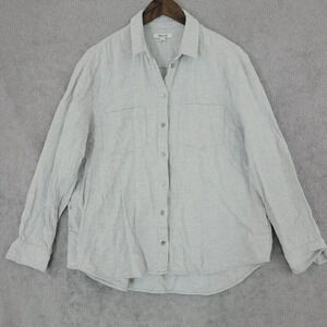 Madewell Womens Gray Flannel Button-Up Shirt Size L  21PT
